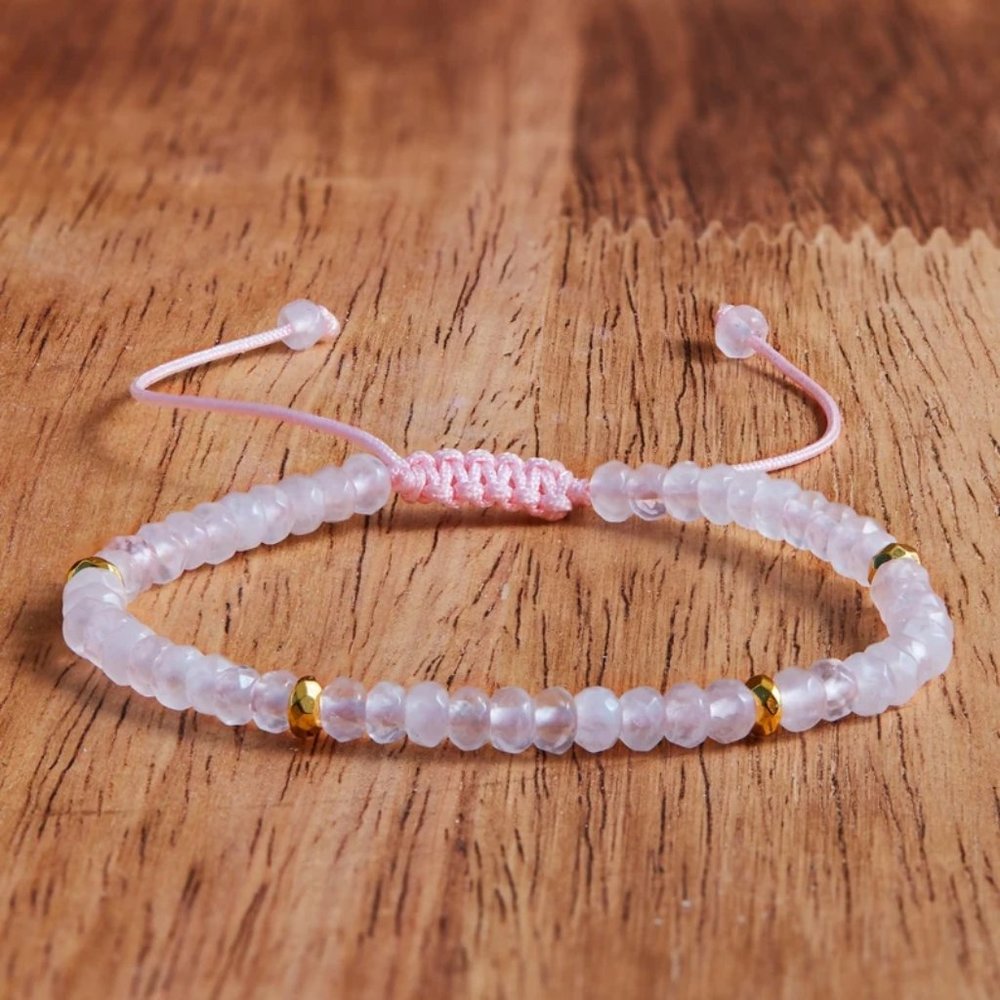 Rose Quartz Tibetan Beaded Healing Empath Protection Love Dainty Women Bracelet